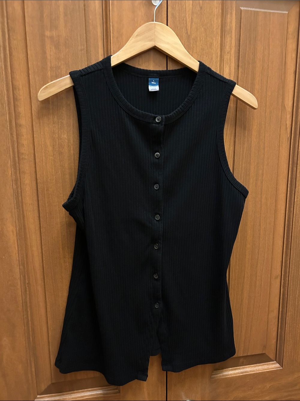 Old Navy Ribbed Button-Front Tank size large tall black